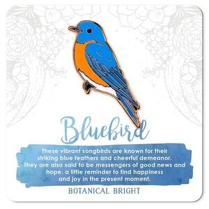 Bluebird Enamel Pin - Gold Plated Nature & Garden Jewelry - Bird‎ Brooch